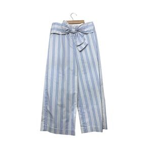 Alex Marie Blue White Striped Wide Leg Bow Front Cropped Pants Womens Size 4
